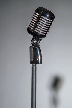 Old fashioned microphone with space for text