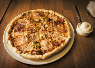 Pizza. Vintage retro effect filtered image.