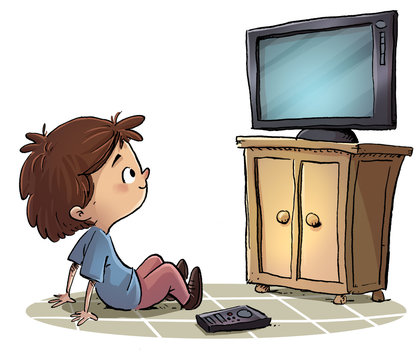 niño mirando la television