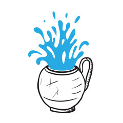 Fototapeta premium Glass cup with water, vector illustration.