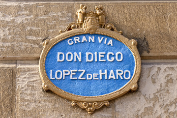 Typical street sign of a street in Bilbao