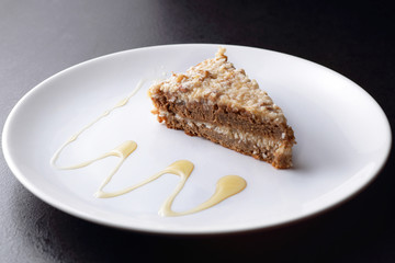 Cake on round white plate