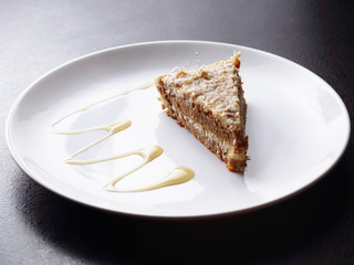 Cake on round white plate