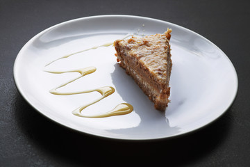 Cake on round white plate