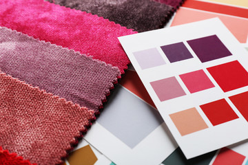 Scraps of colored tissue with palette close up