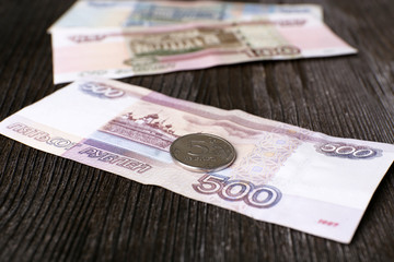 Stack of money on table close up