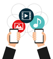 Fototapeta premium hand on device