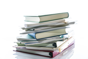 Stack of paperwork.Isolated on white background.