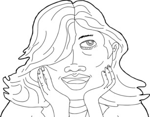 Illustration of Lady Holding Chin