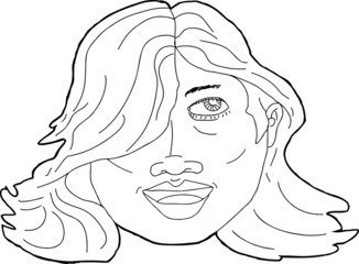 Outline of Smiling Latina Adult