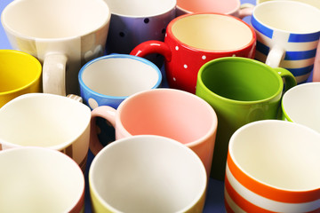 Group of colorful cups, closeup