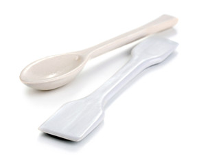 Laboratory spatulas isolated on white