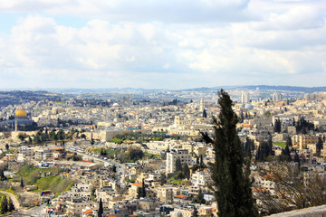 Obraz premium Panorama of Jerusalem from Mount of Olives.