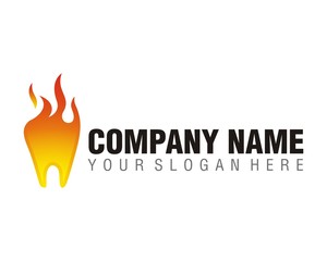 tooth dentist fire flame burn logo image vector
