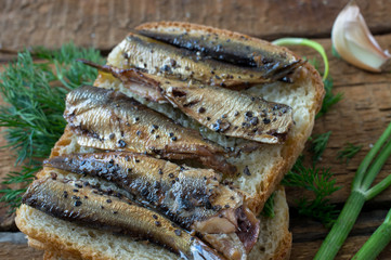 Smoked sprats on toast