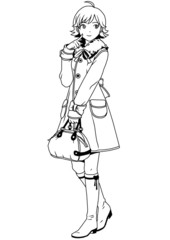 fashion girl in coat and bag