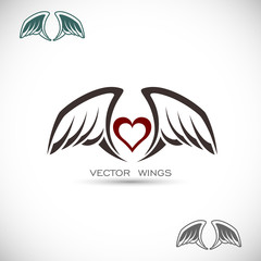 Label with wings and heart