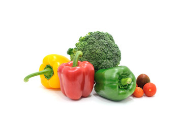 Fresh Tomato ,broccoli, bell pepper isolate on white background