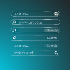 Set of search bars made in shiny simple glassy design. Web