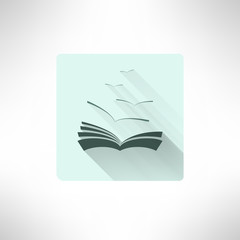 Book icon with seagulls made in modern flat design. Learning and