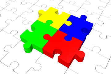 Fototapeta premium 3D puzzle team concept