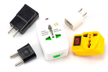 different universal adapters Travel adapters isolated