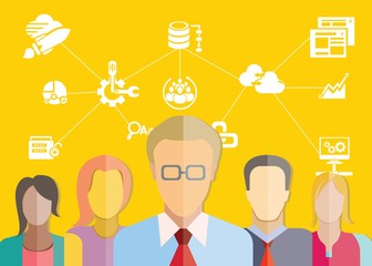 group of people and information technology concept