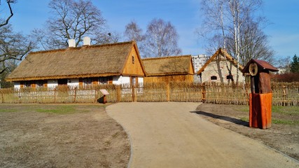 Farm, wooden and brick buildings of the area of the museum