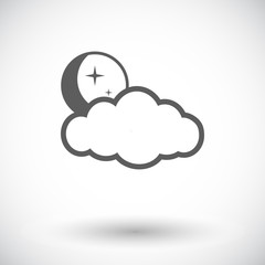 Weather icon. Moon, stars and clouds.