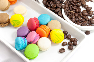 Coffee bean and mini macaroon colorful