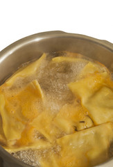 Cooking tasty italian pasta in boling water