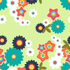 Fototapeta na wymiar Seamless background made of abstract flowers in flat design