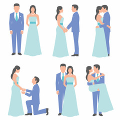 Fototapeta premium Set of bride and groom