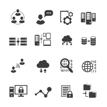 Big data icon set,  analytics, cloud computing. digital