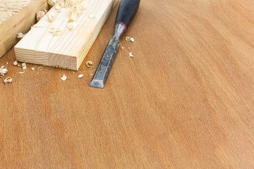 Joiner chisel with boards and shavings