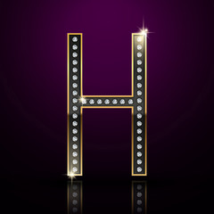 3d elegant diamond letter H