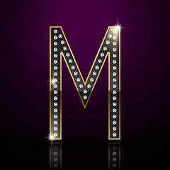 3d elegant diamond letter M