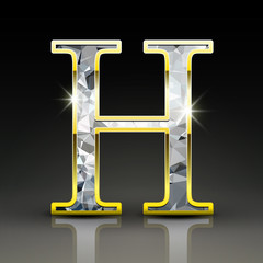 3d gorgeous diamond letter H