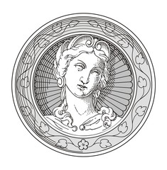 Antique Lady  Coin Vector