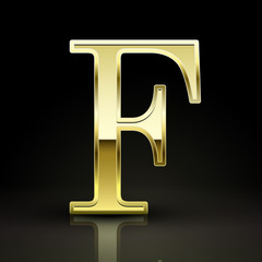 3d elegant golden letter F