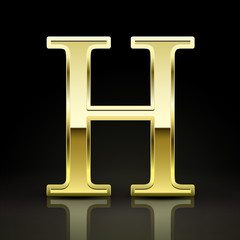 3d elegant golden letter H
