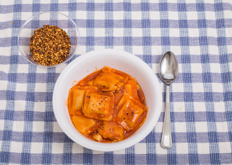Ravioli with Hot Pepper Flakes