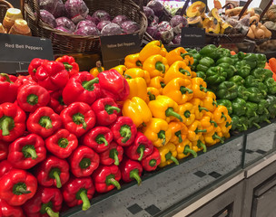 red, yellow, green bell peppers