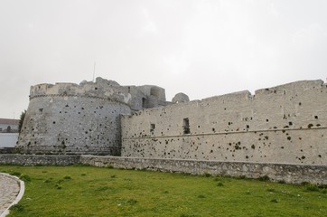 Monte Sant'Angelo castle in a rainy day