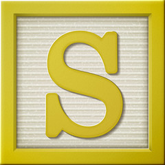 3d yellow letter block S