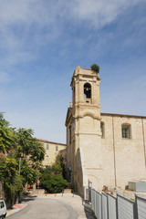Fototapeta na wymiar Medieval church with belltower. Ancona, Italy