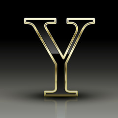 3d metallic black letter Y