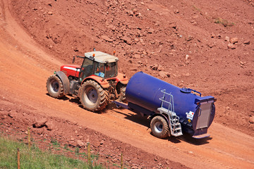 Tractor and water bowser