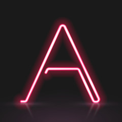 3d red neon light letter A