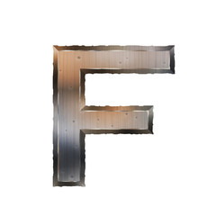 3d old grunge metal letter F